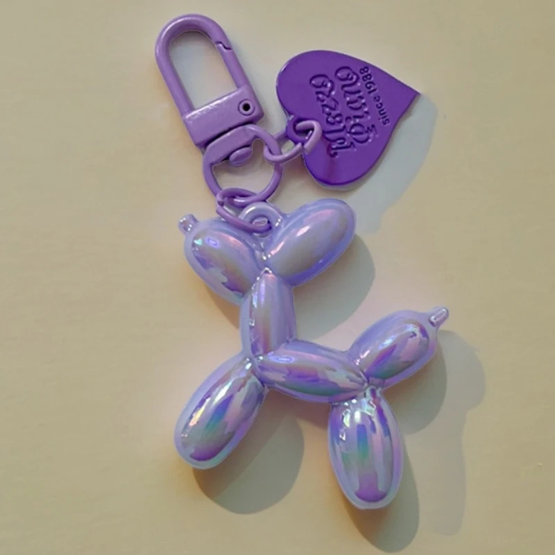 DIY Candy Color Sweet Resin Balloon Dog Keychain for Women Girls Animal Shaped Phone Chain Key Buckle Accessories Bag Pendant