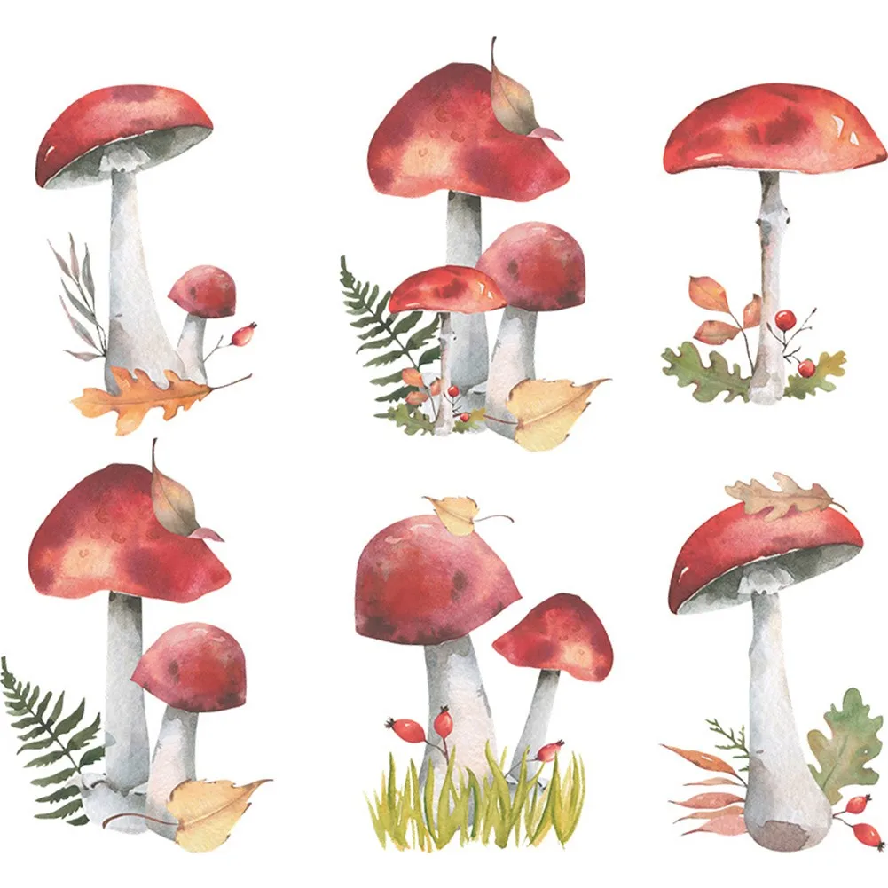 2pcs Cartoon Red Umbrella Small Mushroom Childlike Fun Bedroom Porch Store Wall Beautification Decorative Wall Sticker Pvc