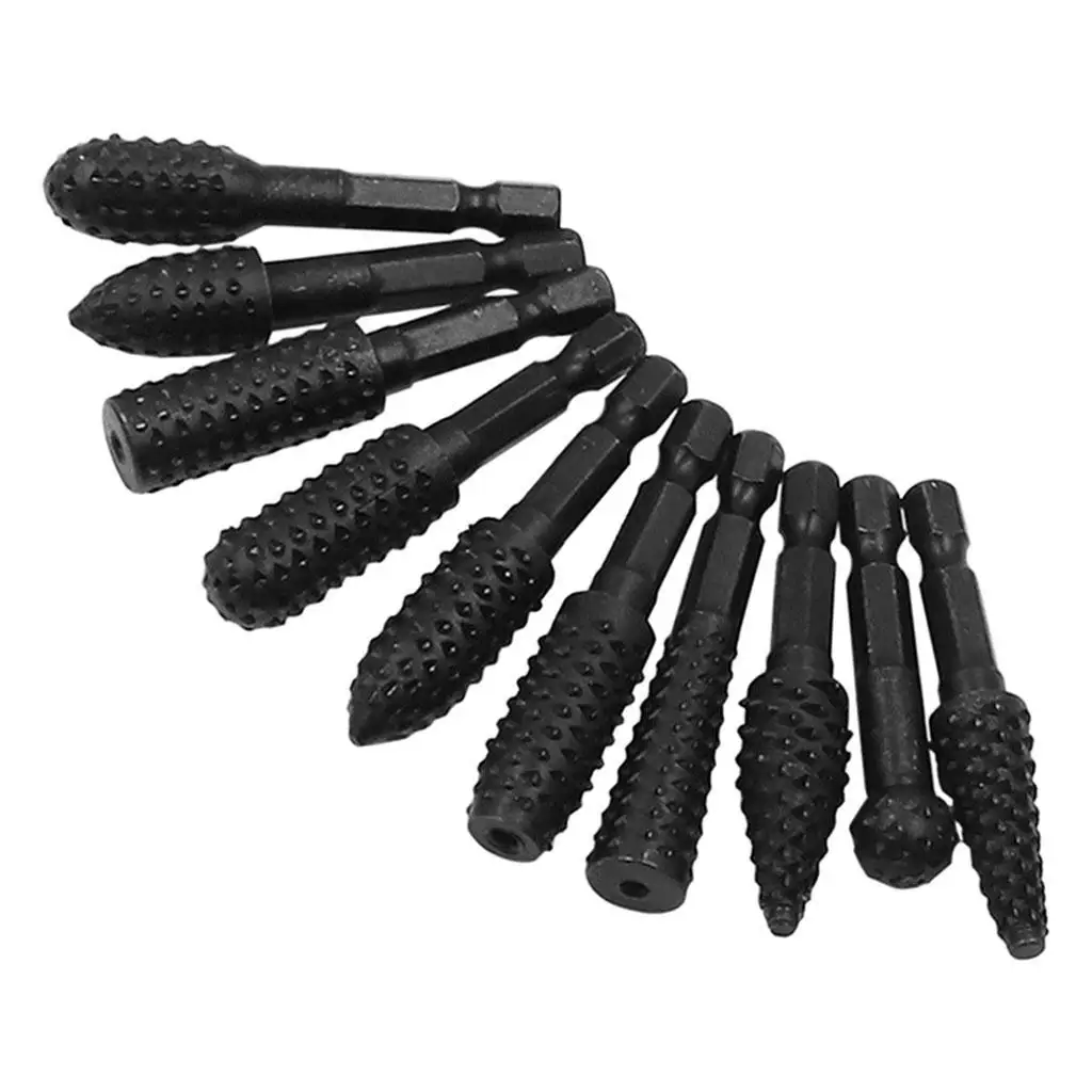Rotary Carving File Rasp Drill Bit 10Pcs, 1/4