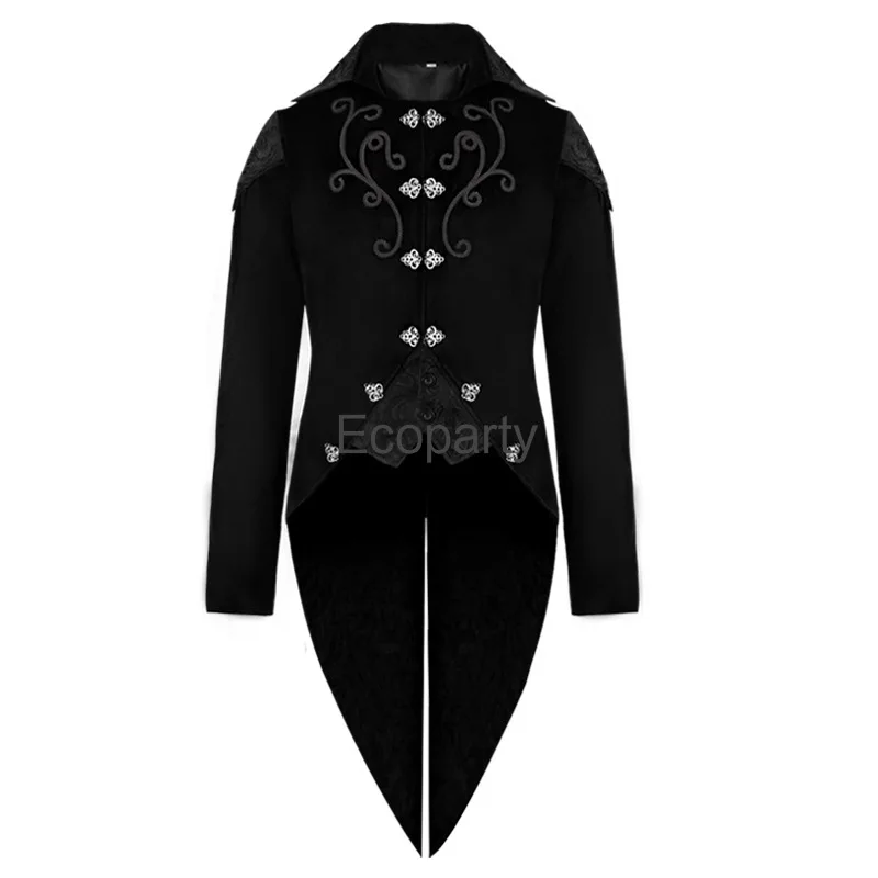 New Men's Medieval Steampunk Tuxedo Jacket Renaissance Vintage Edwardian Trench Halloween Party Prince Cosplay Costume For Male