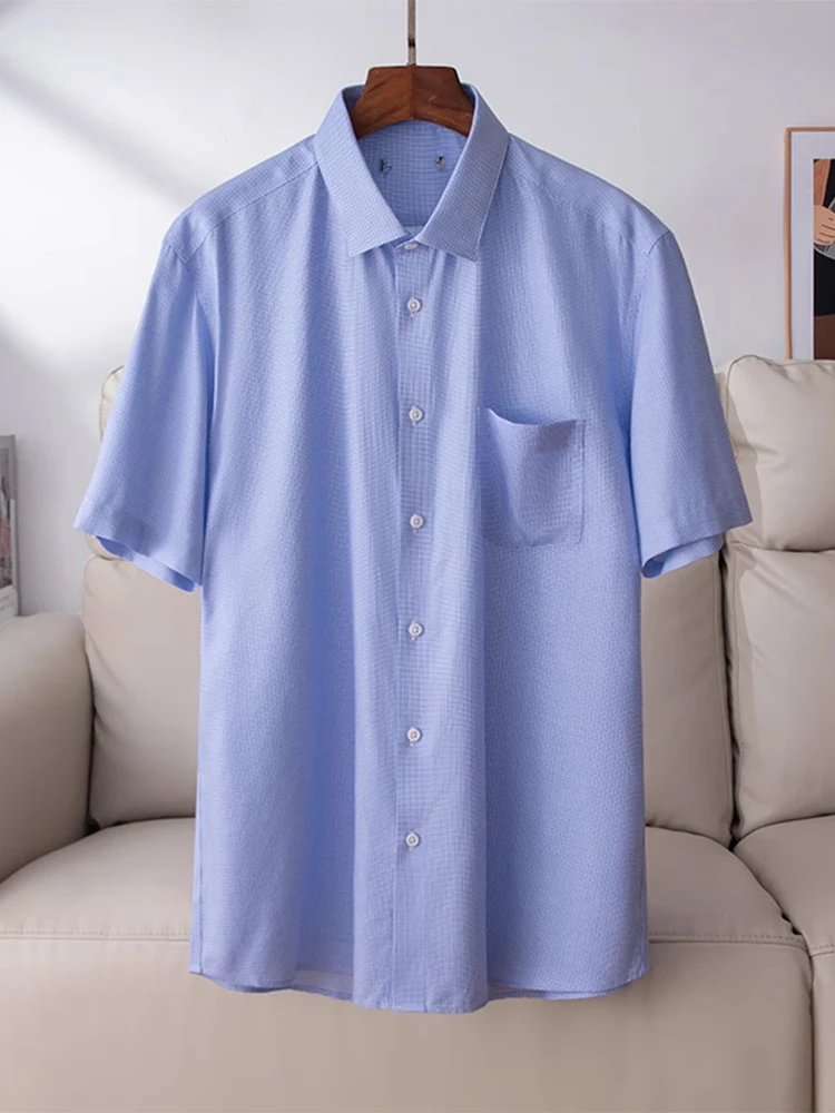 

High Quali Cotton irt Men's Busin Casual Thin ort Sve Turn-down Collar Pure Color Breathable Summer Faion