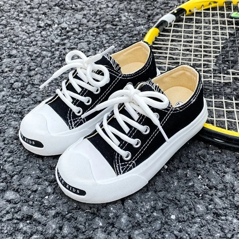

Spring Autumn Girls Fashion Casual Soft Soled Shoes Children Canvas Shoes Candy Colored White Shoes Boys Round Toe Front Lacing