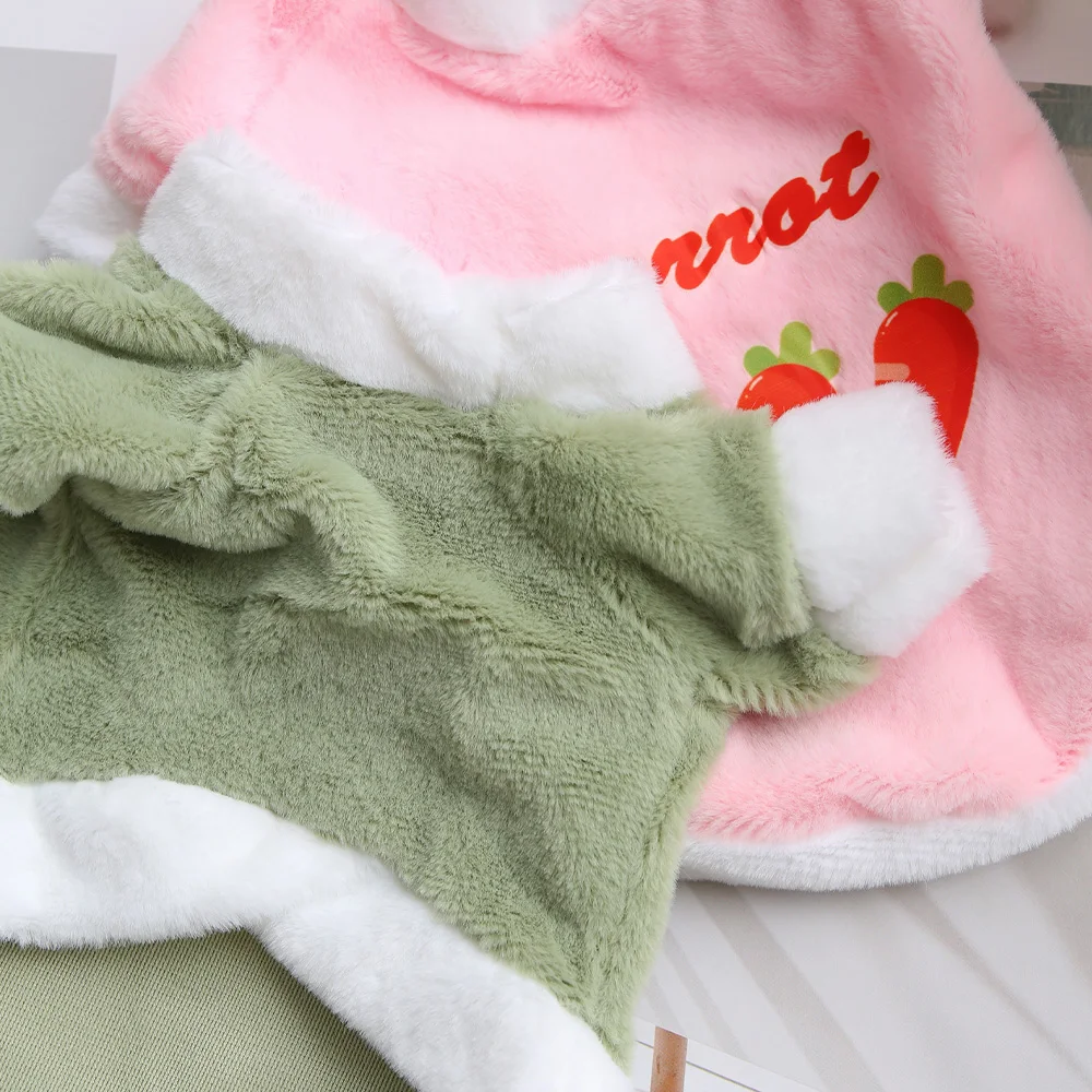 Autumn and Winter Plush Pet Carrot Cartoon Cute Clothes Jade Rabbit Plush Anti Cold Warm Super Cute Plush Clothes Fashionable