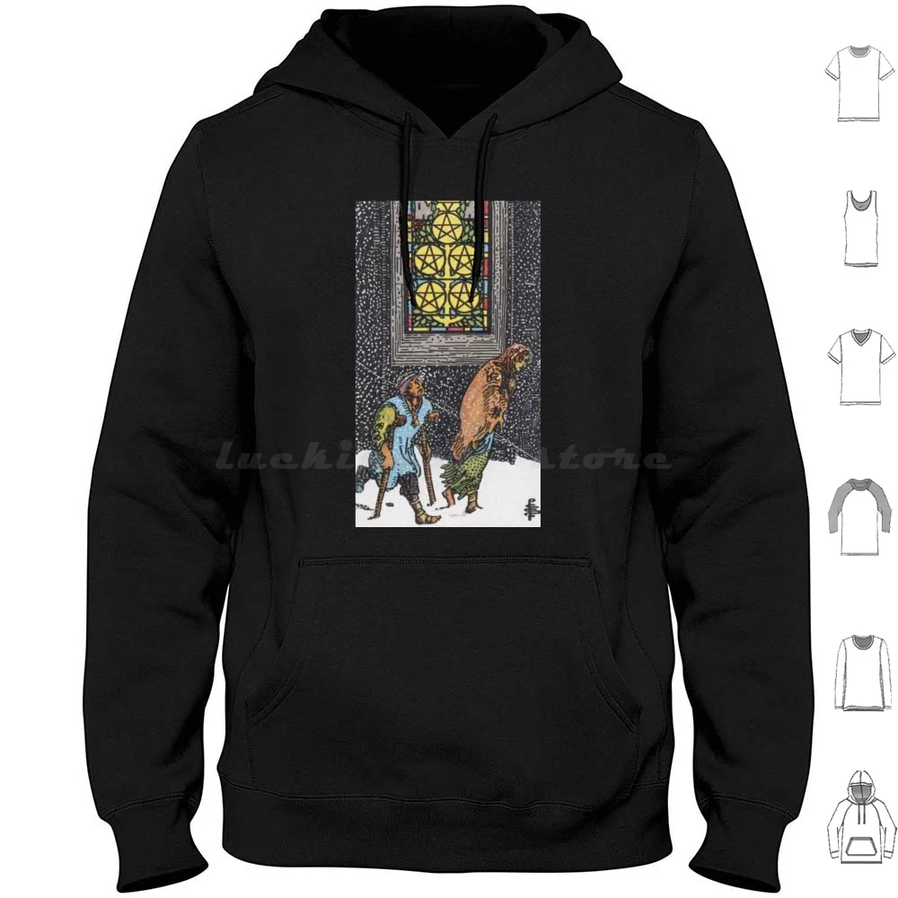Rider-Waite Tarot, Five Of Pentacles Sudadera con capucha de algodón de manga larga Five 5 Five Of Pentacles Pentacles Pentacle Five Of Pentacles