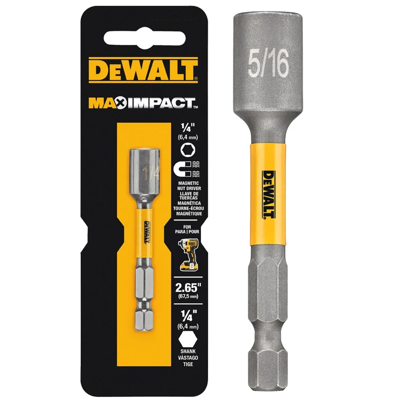 DEWALT Accessories 5/16 "Torsion Max Impact 67.5MM, Aksesori Alat kekerasan tinggi retensi pengencang magnetis penggerak kacang