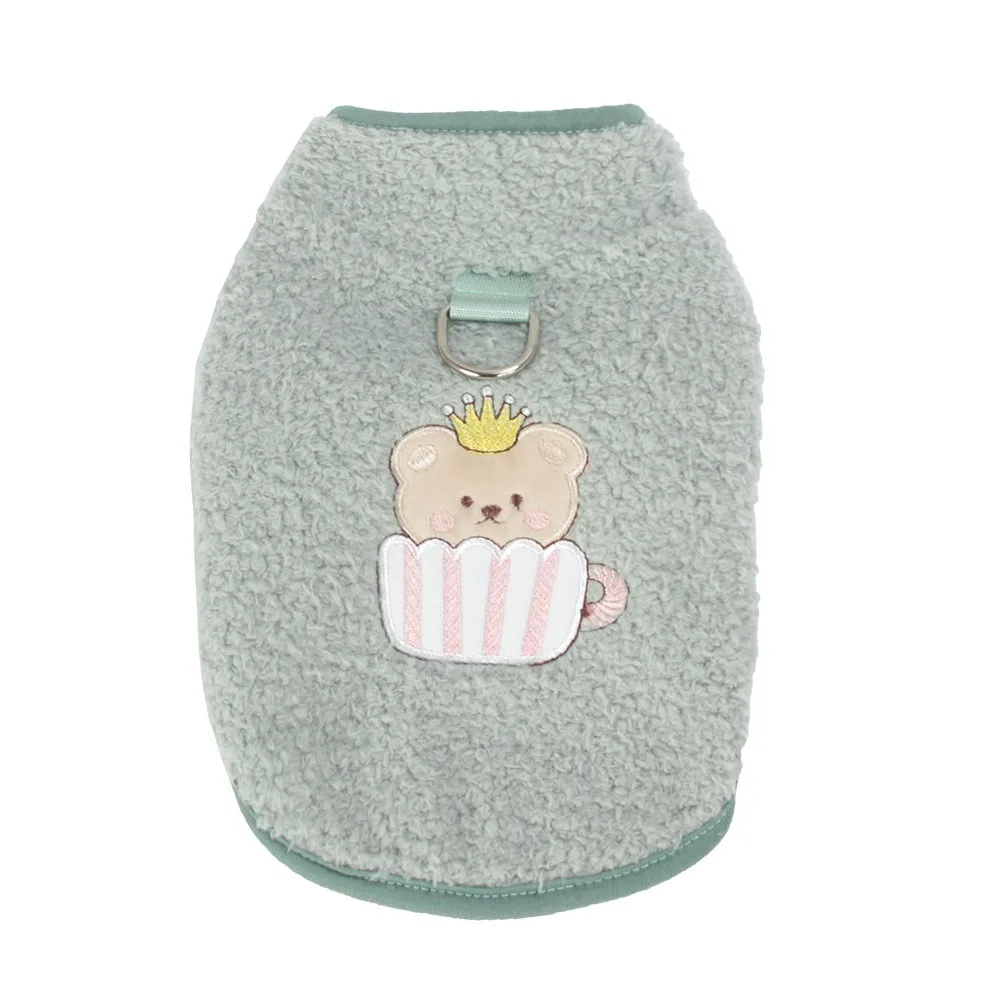 

Double Sided Puppy Clothes Pet Warm Clothing Autumn and Winter Teddy Cartoon Embroidered Hoodie Marzis Warm Two Legged Clothes