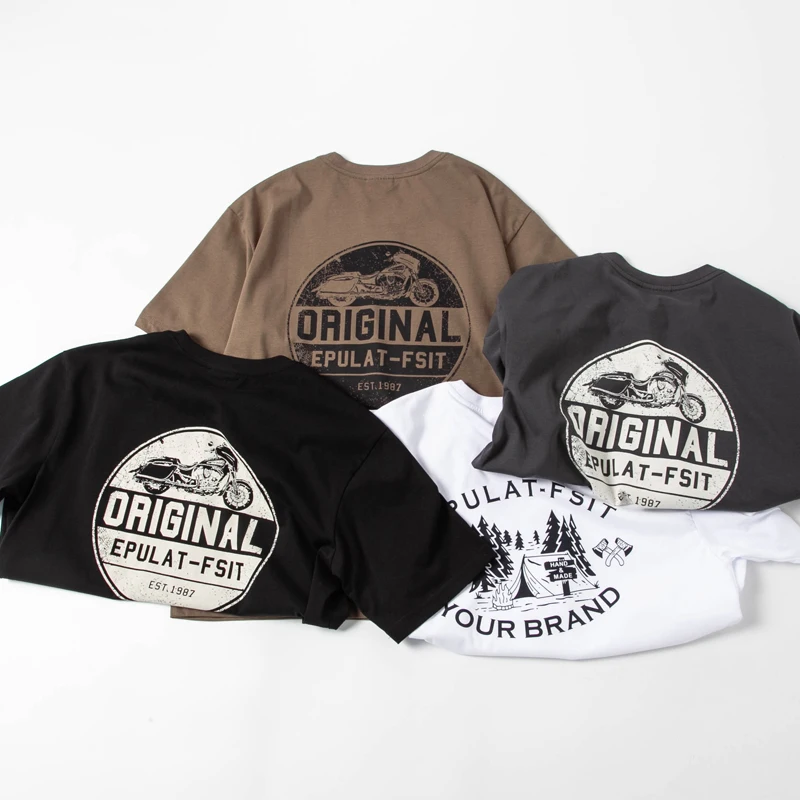 Summer New Japanese Retro Short Sleeve O-neck Letter Printed T-shirt Men's Fashion 100% Cotton Washed Youth Casual Sport Tops