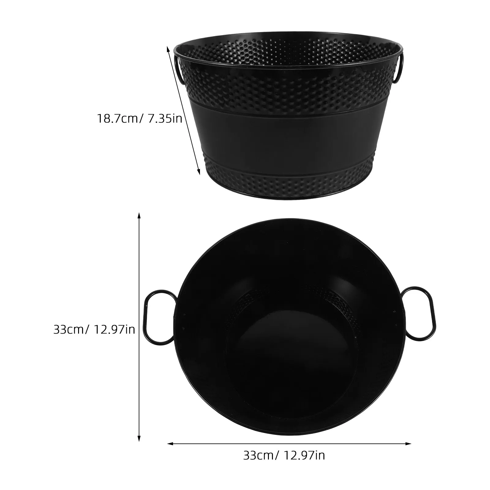 Fireplace Charcoal Storage Bin Black Metal 13 Inch Retro Handle Firewood Log Bucket Indoor Wood Burning Stove Organizer