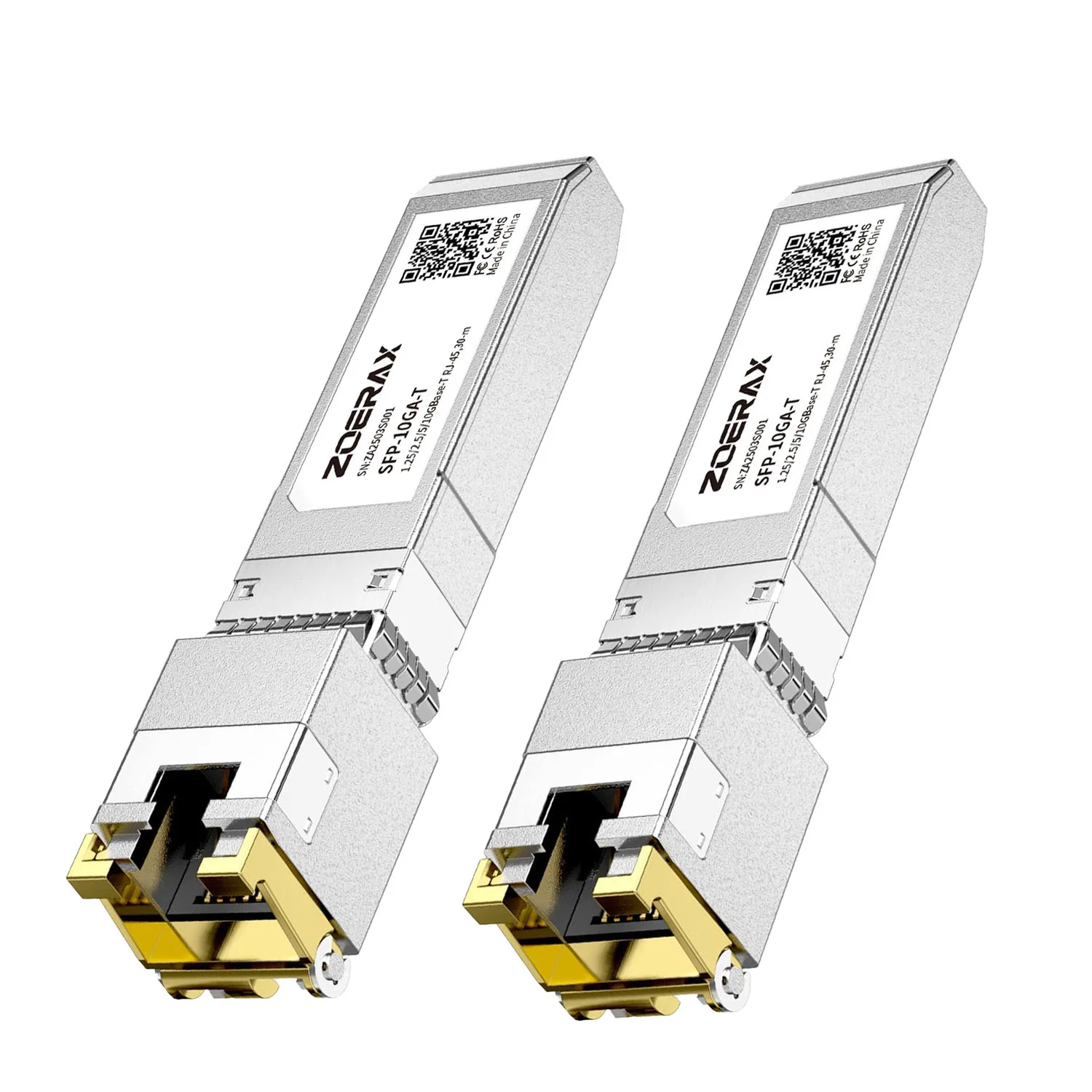 ZoeRax RJ45 SFP Transceiver-Modul 1.25/2.5/10G, unterstützt DDM, bis zu 100 m/30 m, Ethernet-Transceiver-Modul, kompatibel mit Cisco