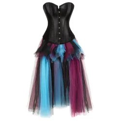 Corset Dress Steampunk Satin Classic Slim Body Bustier Skirt Carnival Party Dresses Korsage Sexy Plus Size Halloween Outfits