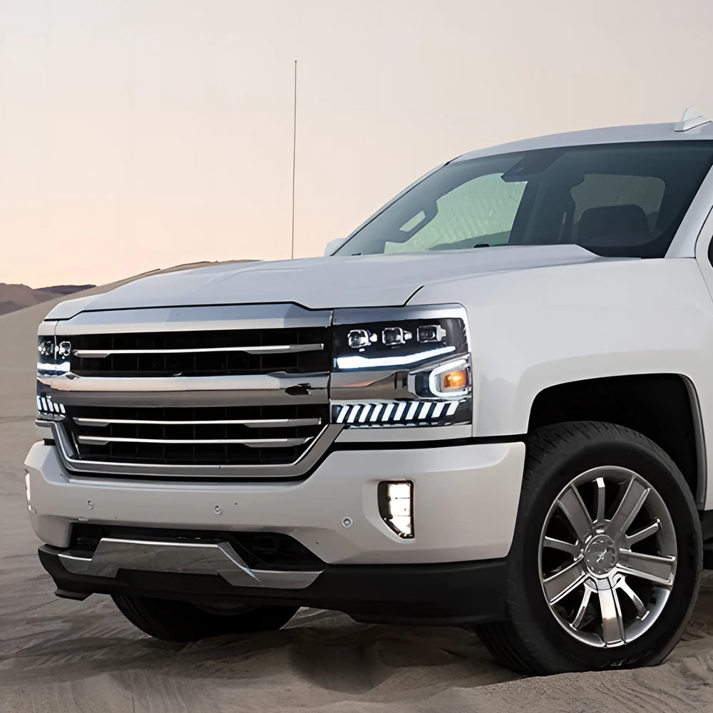

Для Chevrolet Silverado 2016-2018 автомобильный передний фонарь, обновленный объектив проектора, динамические фары, аксессуары, светодиодные автомобильные фары в сборе
