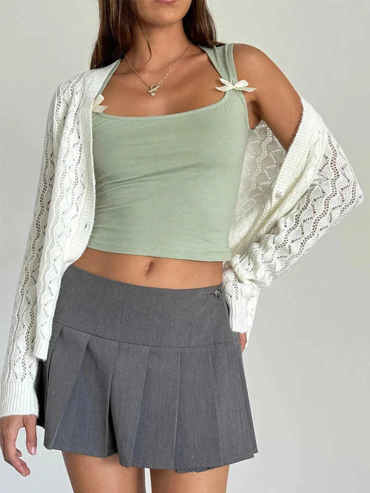 

Однотонный дизайнерский короткий топ с бантом, Повседневная модная пикантная Ретро футболка без рукавов с открытыми плечами, y2k, летний женский мини-жилет феи