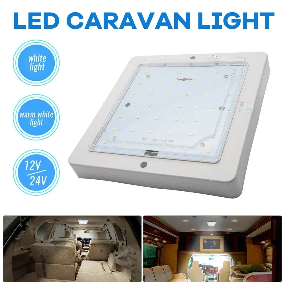 1PC 9W 12V Car Caravan RV LED Roof Ceiling Interior Lamp Dome Light Motor Homes Trucks Caravans Buses Boats Sqaure Roof Light