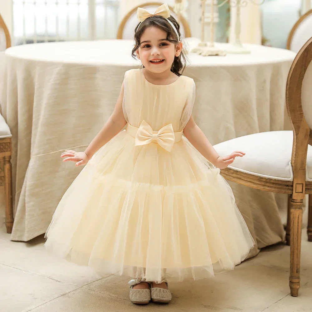 Infant Clothes Girls1 Year Birthday Party Dress For Baby Girl Baptism Princess Dress White Tulle Toddler Christening Gown