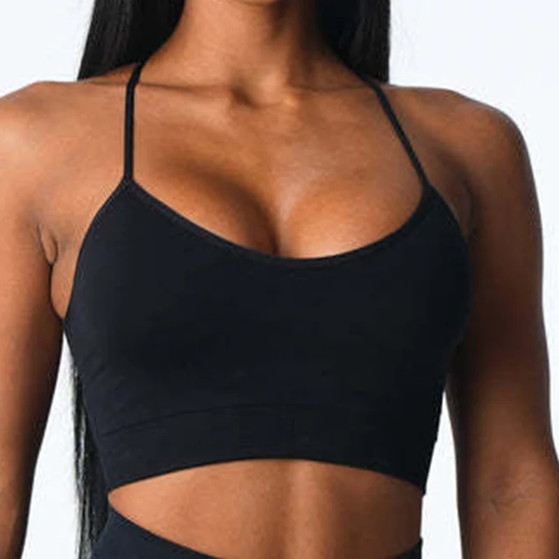 Open Back Wireless Crop Top Cross Breathable Yoga Bra Seamless Sport Bras Women Gym Shockproof Bra Fitness Running Underwear