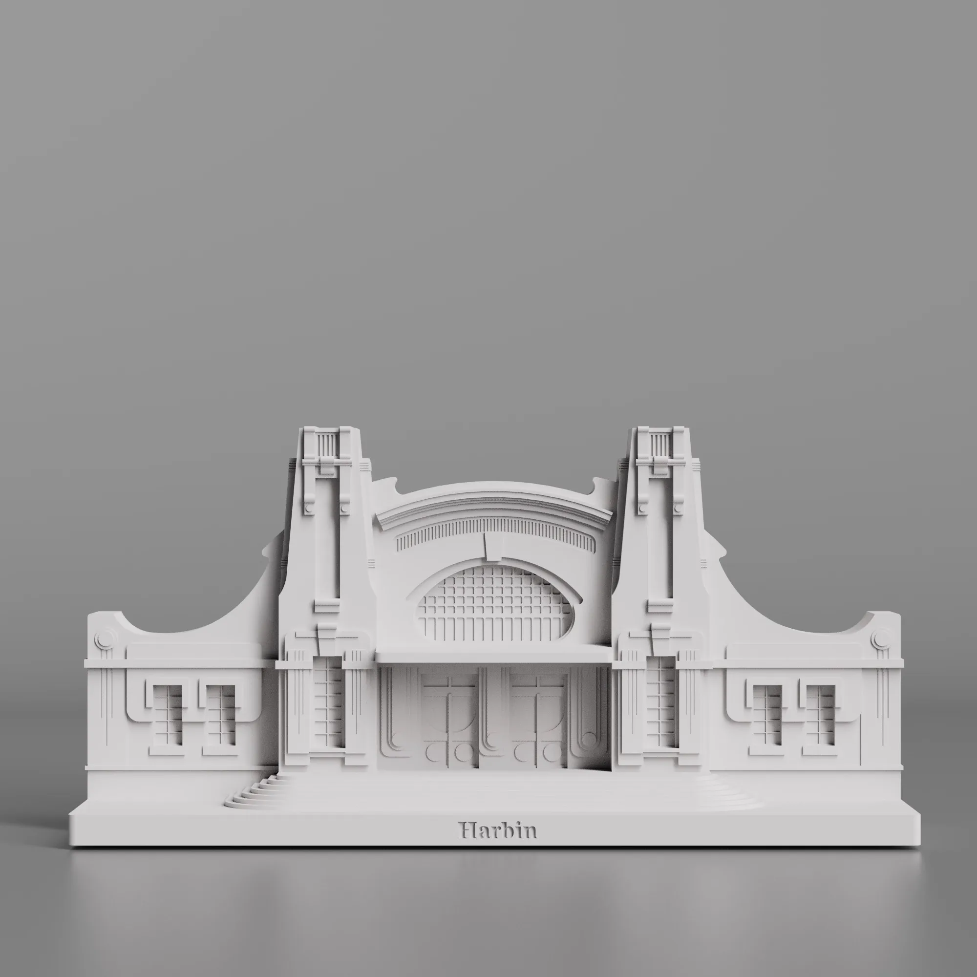 

Micro Architecture Harbin Old Railway Station Cement Building Model Creative Living Room Entrance Home Office Desktop Decoration