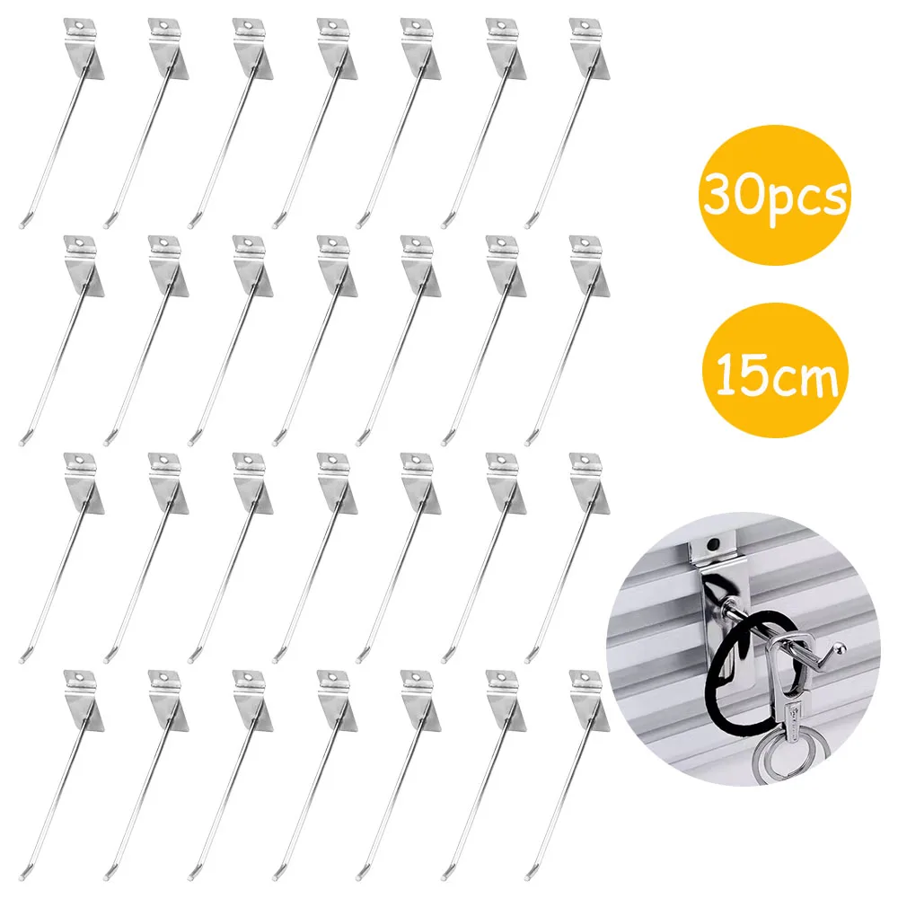 30Pcs Slatwall Hooks Heavy Duty Metal Display Hooks for Hanging Retail Commercial Flat Wall Hooks for Peg Boards for Retail Shop