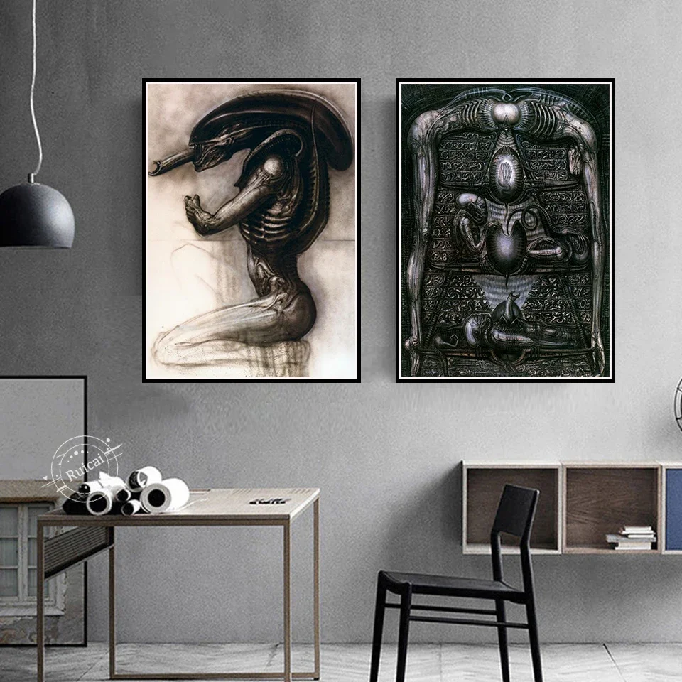 Posters And Prints Hr Giger Li II Alien Horror Artwork Painting Art Canvas Wall Pictures For Living Home Decor