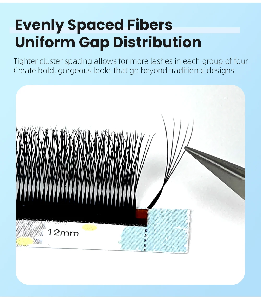 Yelix Schmale 5D-Wimpern, Ultra-Dicht, Kleinerer Abstand, Vorgefertigte Volumenfächer, Wimpernverlängerungs-Trays, Großhandel für Salonzubehör, Großmengenvertrieb – Detail 6
