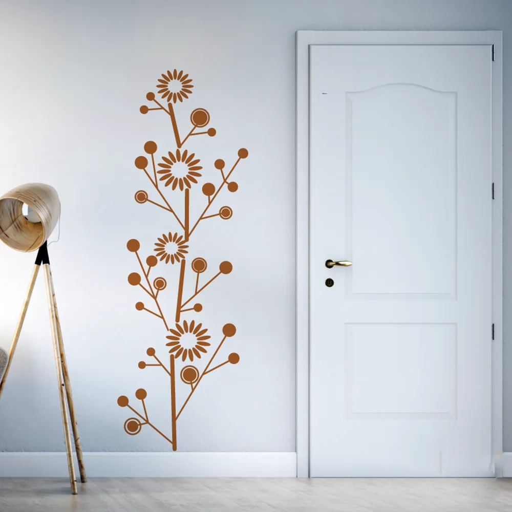 

Large Geometric Flowers Tree Wall Sticker Door Living Room Nordic Abstract Nature Jungle Forest Wall Decal Bedroom Vinyl Home De