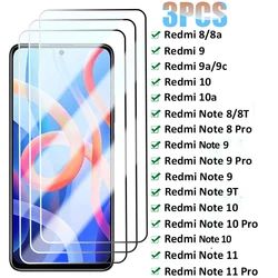 3PCS Full Protective Glass For Xiaomi Redmi 9 9A 9C 9T 8 8A Tempered Screen Protector For Redmi Note 8 9 10 11 Pro 8T 9T 9S 10s