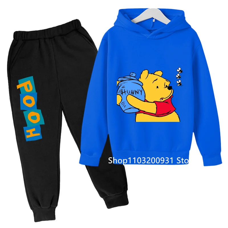 2024 New Anime Pooh Bear Hoodie Set Kids Boys Clothes Girls Clothing Anime Clothes Pooh Bear Hoodie Girls Sweatshirt Children