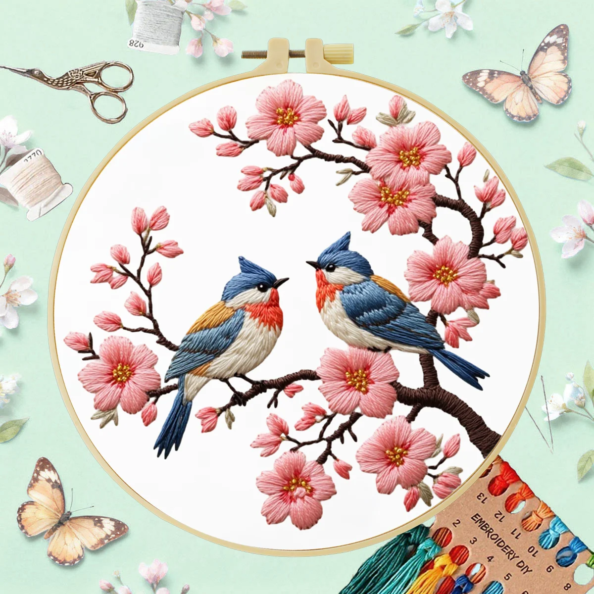 

1pc 20X20CM/15X15CM Embroidery Starter Kit DIY kit cross stitch Sewing Art-Two birds