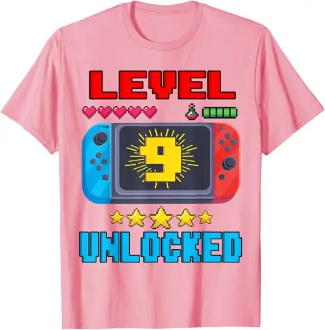 Level 9 Unlocked Video Gamer Vintage T-Shirt Jungenmode 9 Jahre alt Kleidung Y2k 9. Geburtstagsgeschenk für Söhne Neffe Gaming-T-Shirt – Detail 4