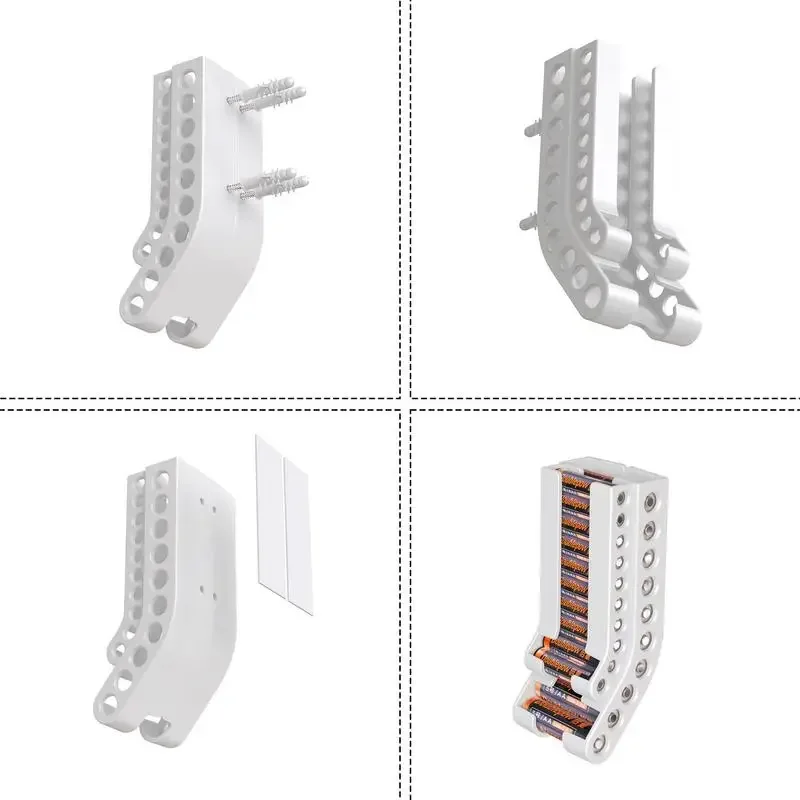 Battery Storage Organizer AA & AAA Combo Battery Keeper Wall Holder Battery Dispenser Container for 10AAA 10AA Batteries Bracket