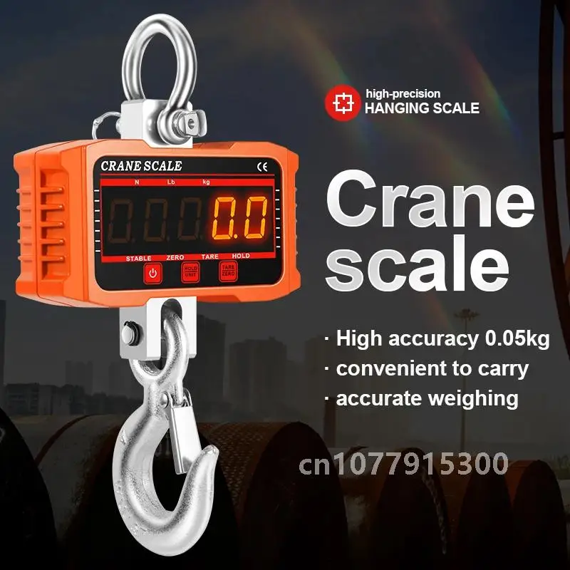 500KG/1500kg Digital Crane Scale High Load Industrial Electronic Heavy Duty Hook Weight Balance N/lb/kg 3 Units Hanging Scales