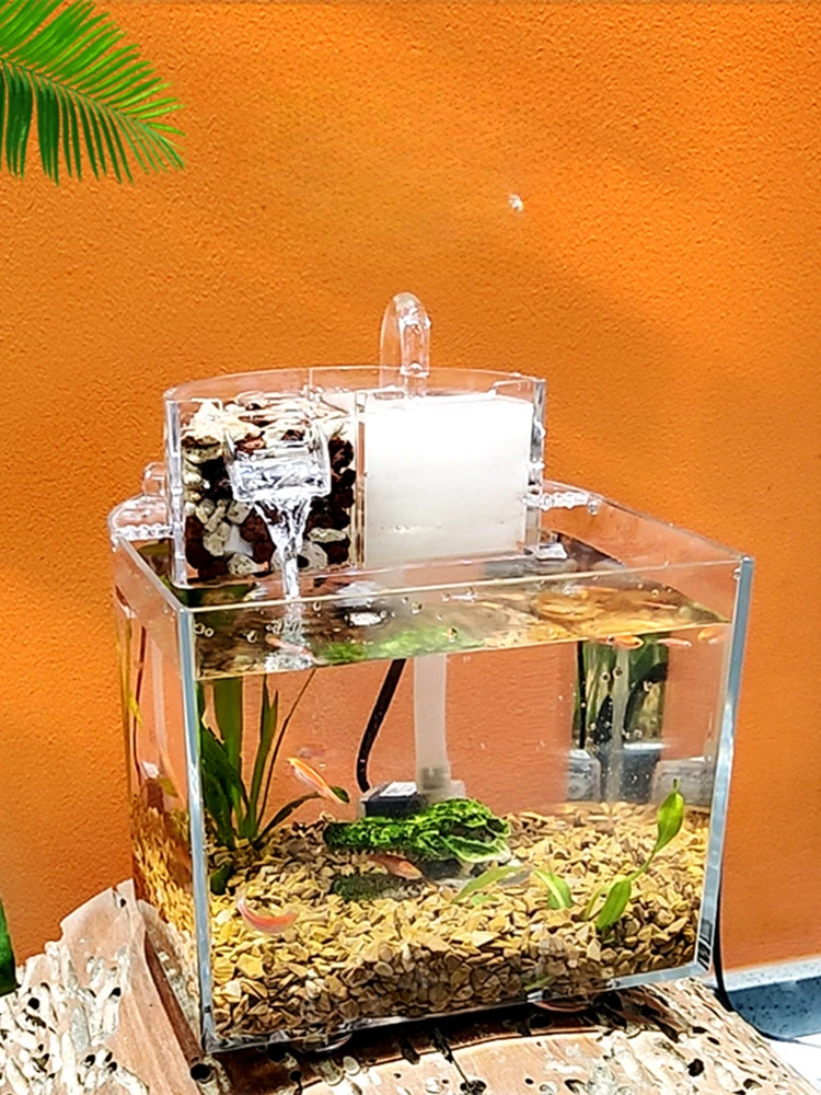 

Goldfish tank aquarium, super white plastic, no change water tabletop tank, household small silent filter, landscape ecological