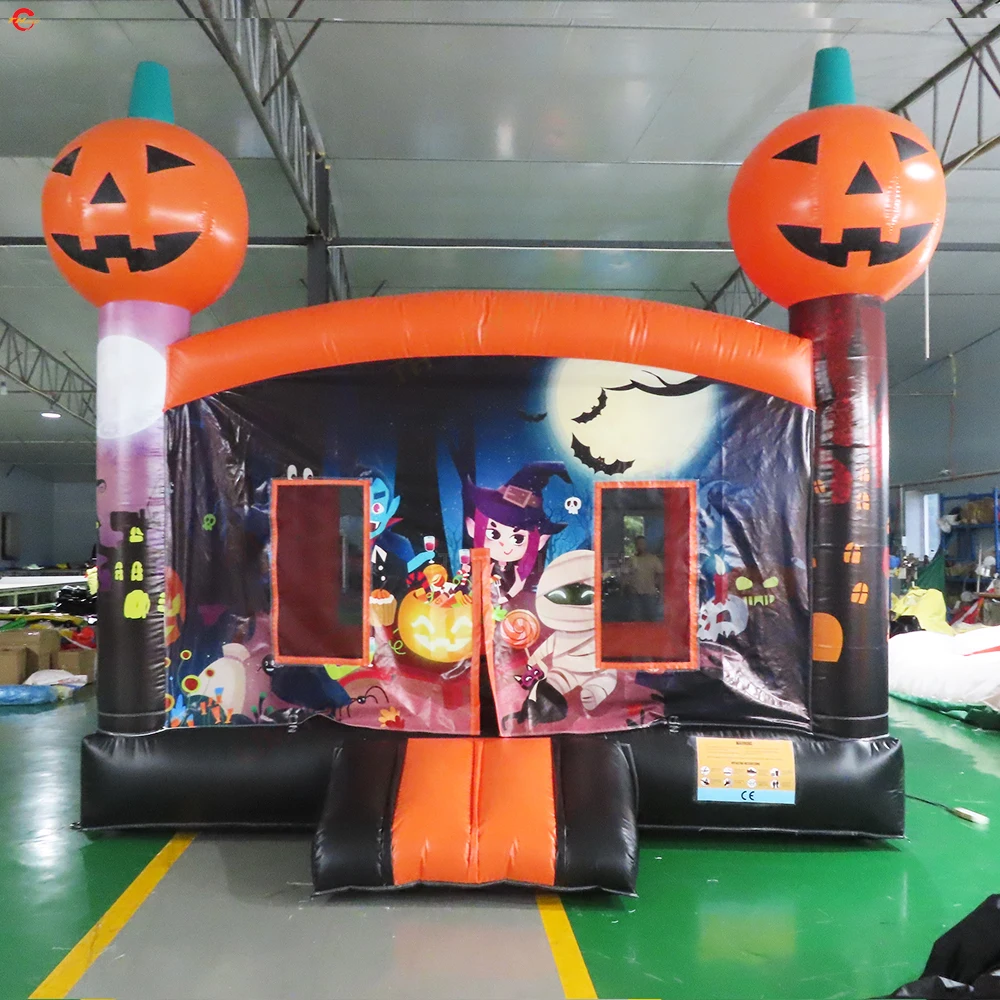 

4x4m Commercial Pumpkin Inflatable Bounce House Air Bouncer Moonwalk for Halloween Party Event Rental