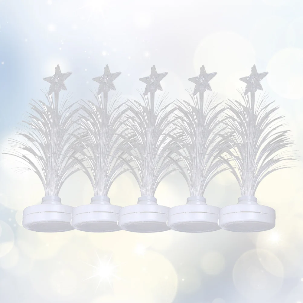 

5pcs Led Fiber Optic Mini Christmas Tree Night Light Color Changing Flashing Desk Lamp For Home Party Wedding Decoration