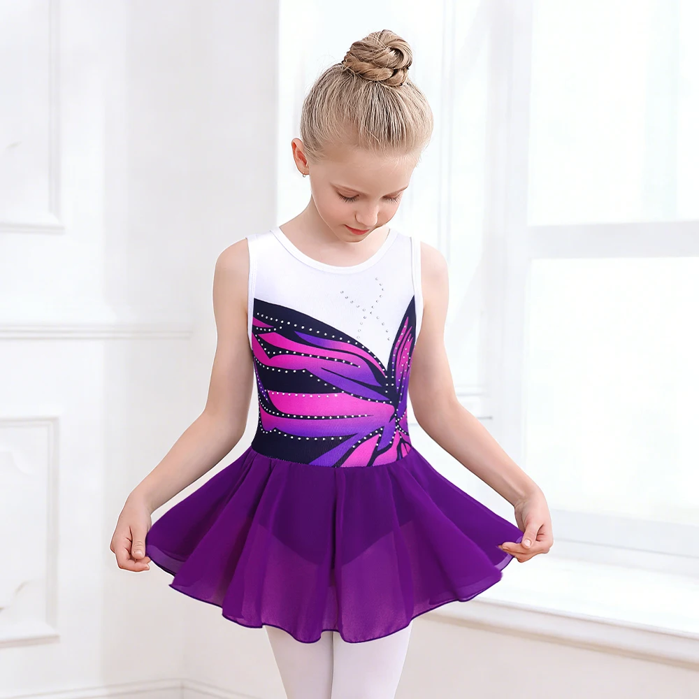 Maillots de Ballet Brillantes para Niñas, Vestidos de Patinaje Artístico, Trajes con Falda Tutú para Niñas Pequeñas, Vestidos de Gimnasia para Niñas