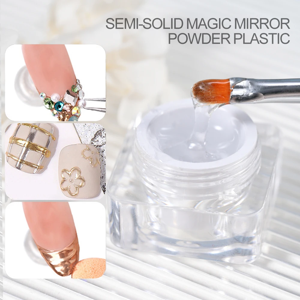 1Box Magic Mirror Powder Nails Modeling Gel Semi-Solid UV LED Carving Glue Wave Texture Line Pattern DIY Manicure Supplies G