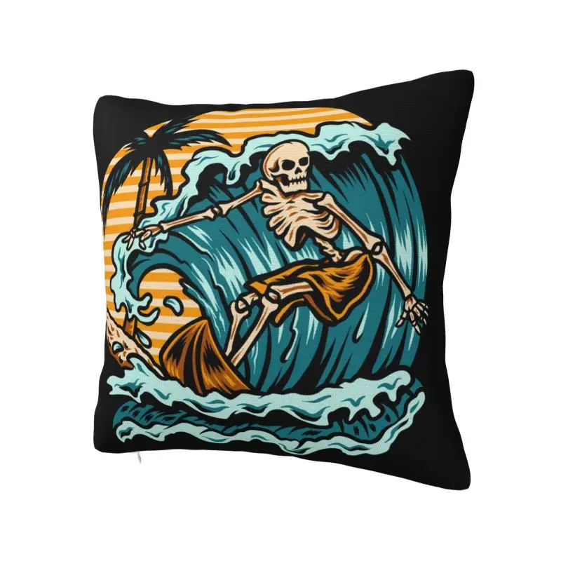 Summer Surfing Skull Pillow Case Home Decor Nordic Surf Rider Chair Cushion Square Pillowcase