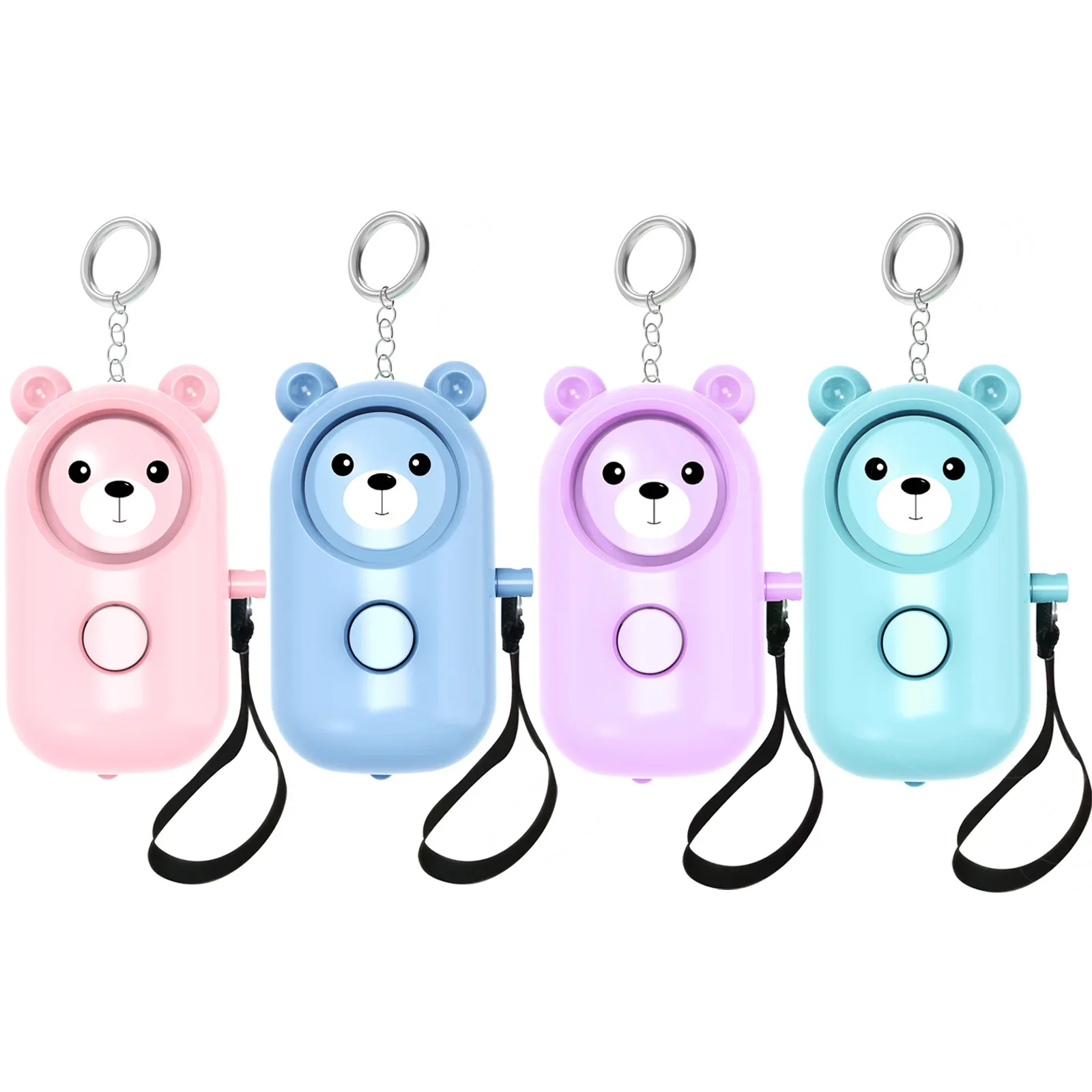 Cute Bear Style Portable Self Defense Alarm Keychain, Ultra Loud 130dB Emergency Siren, Integrated LED Flashlight, Anti-Harassme