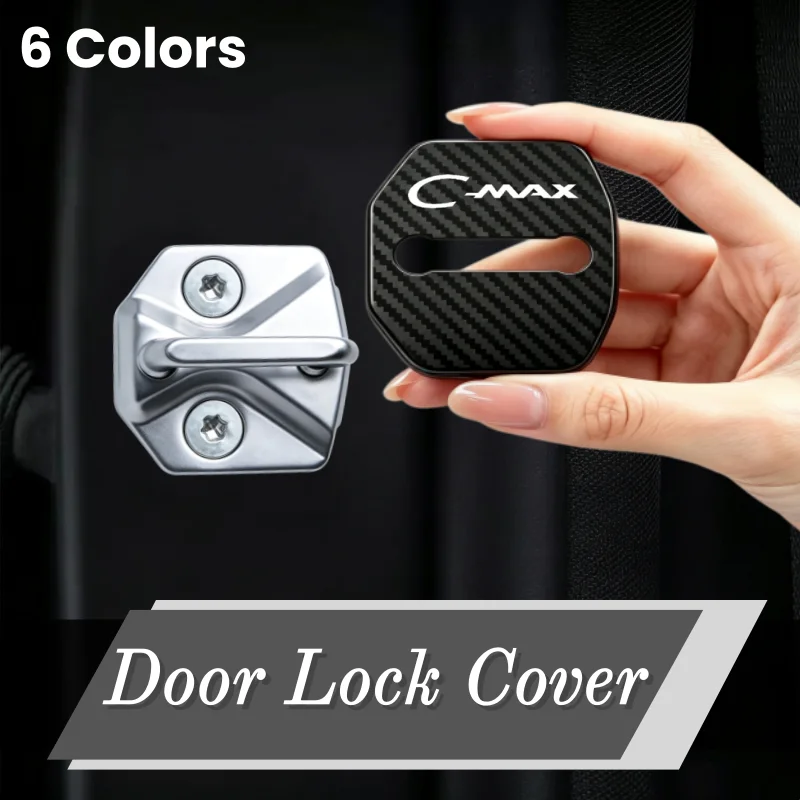 4pcs/set Car Styling Door Lock Protective Covers Case Anti-rust Stickers for Ford C-MAX Cmax Logo Auto Decorative Accessories