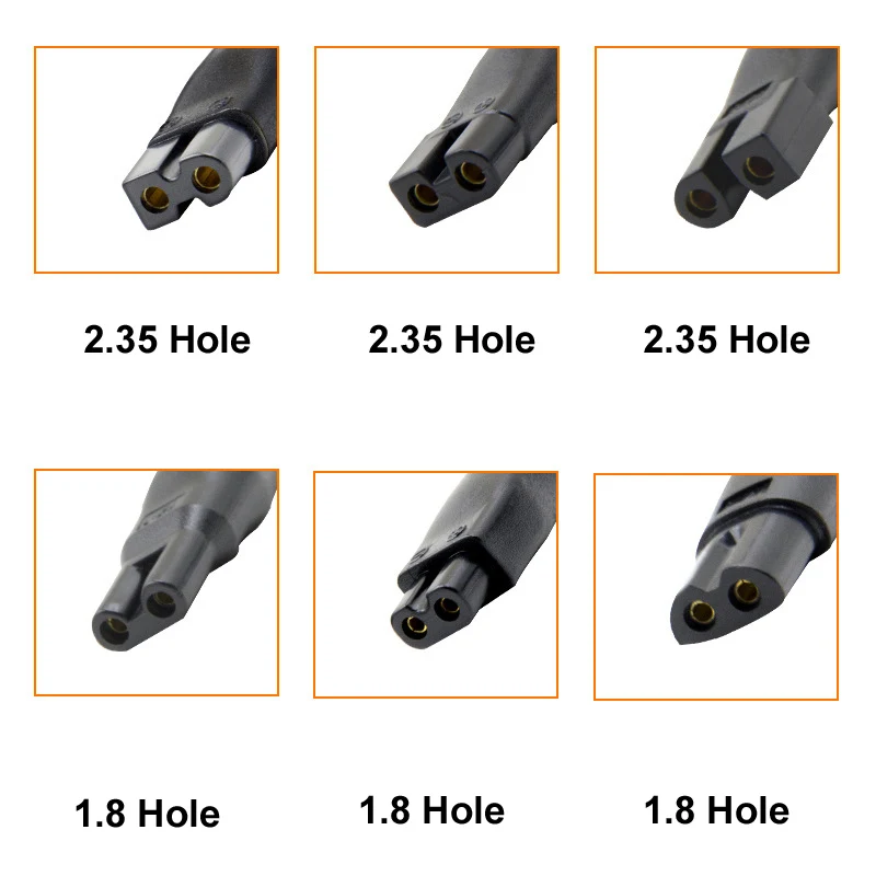 USB Male Socket 5521 55*21 DC to 2.35 1.8 Double Hole 2-Prong Charging Adapter Converter Cable Plug For Shaver Pentium Hair Clip