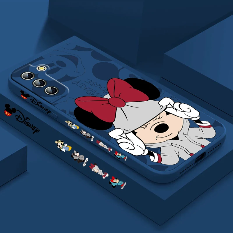 Disney-funda de Mickey y Minnie Mouse para Samsung Galaxy, carcasa Ultra líquida con cuerda izquierda, S23, S22, S21, S20 Pro, FE, Note 20 Plus