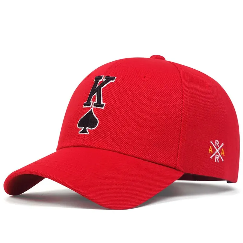 Fashion Poker K Letter Embroidery Hip-hop Hats Outdoor Adjustable Casual Baseball Caps Sunscreen Hat