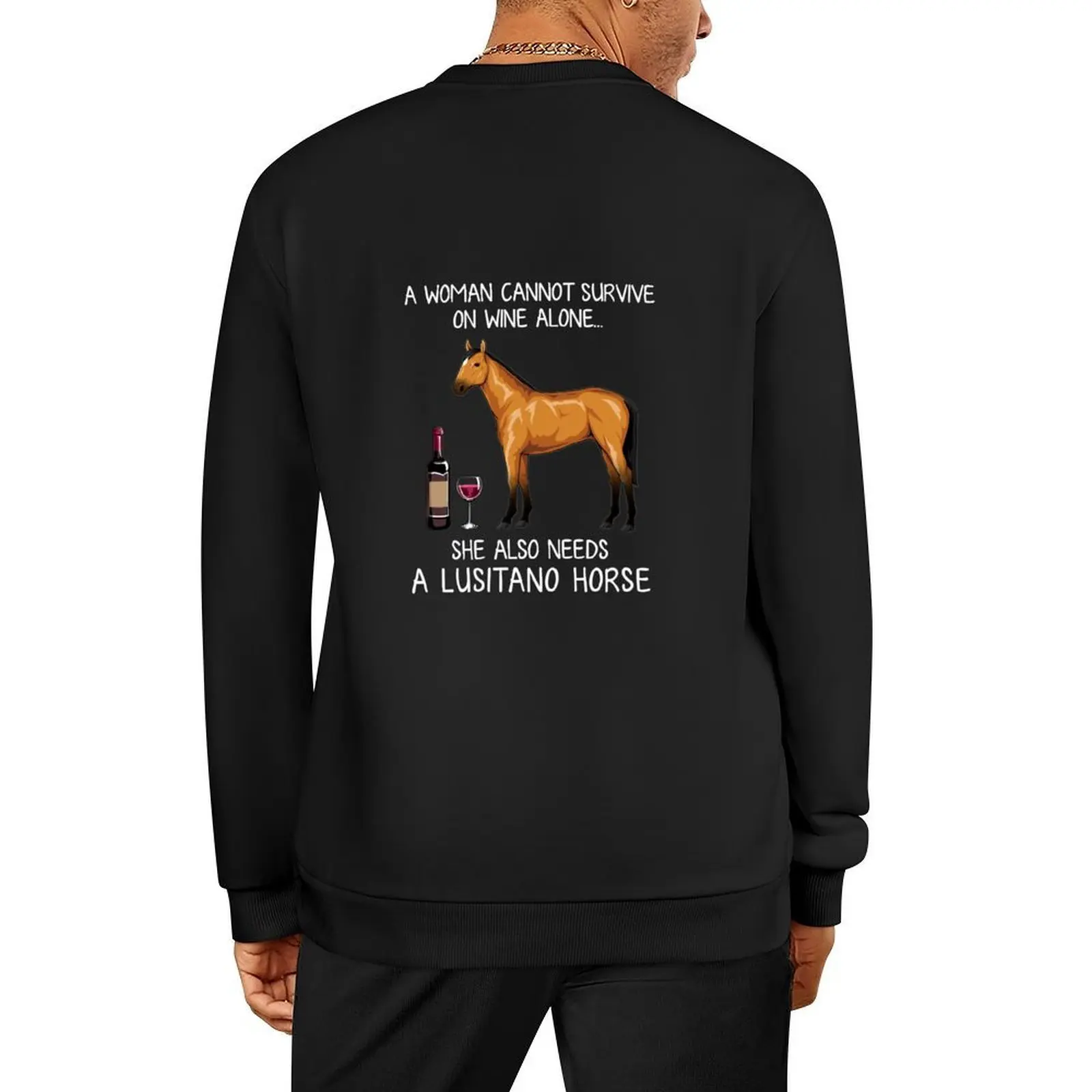Lusitano caballo y vino divertido caballo pulóver ropa para hombre otoño nuevos productos ropa de diseñador para hombre sudadera