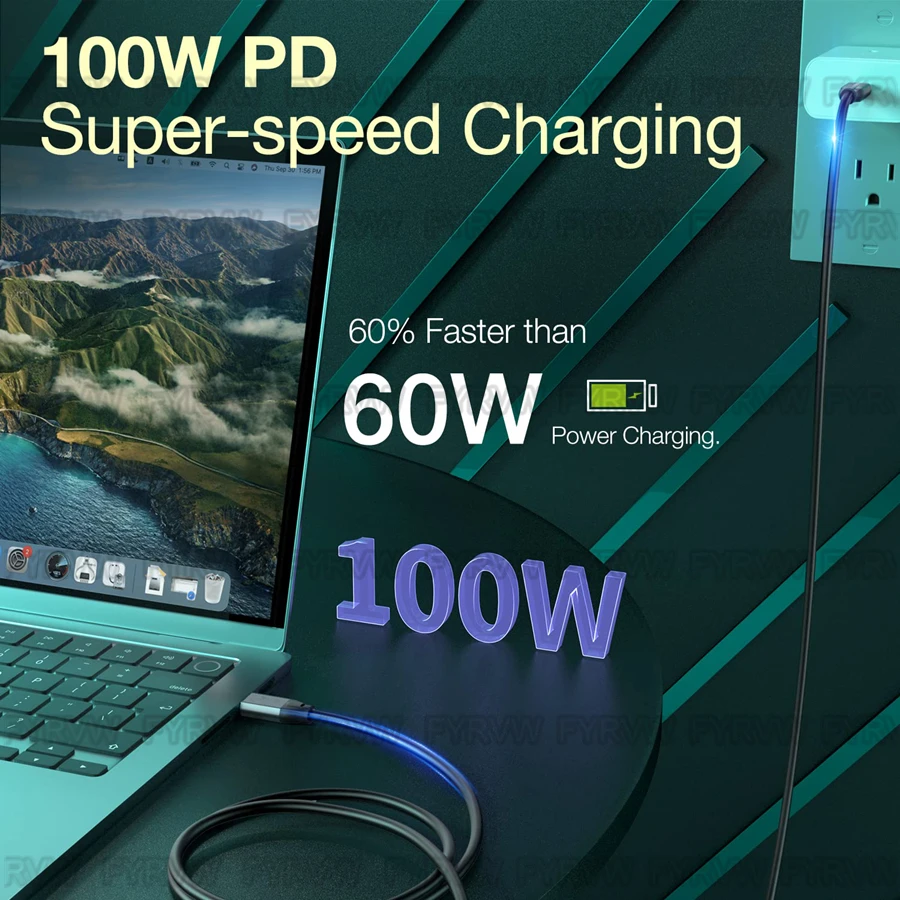 Type C 20Gbps USB-C Thunderbolt 20Gbps Cable 4K Vidio Type C 5A PD100W Quick Cord For Macbook Pro iPhone 15Pro USB3.2 Gen2 Cable