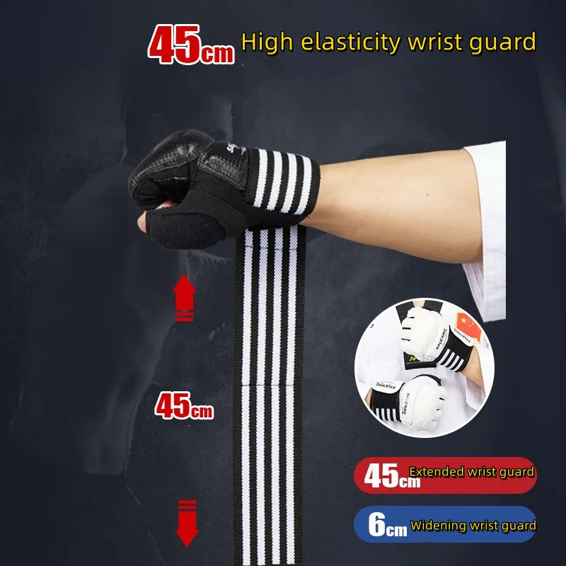 MMA Half Finger Boxing Gloves 45cm Extended Wrist Strap Gel Padding Sanda Muay Thai Training Gloves Boxing Training Accessories