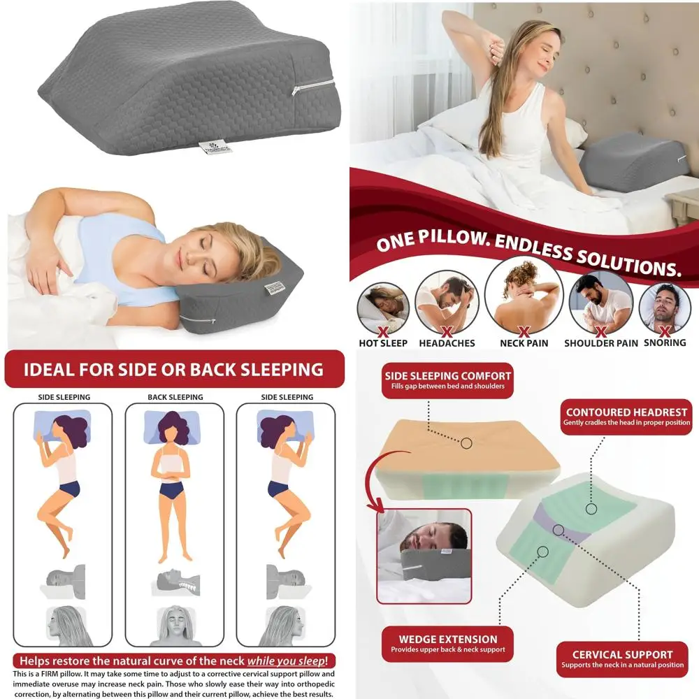 

Cervical Orthopedic Foam Pillow for Travel - Neck Support for Side and Back Sleepers - Ergonomic Neck Pillow