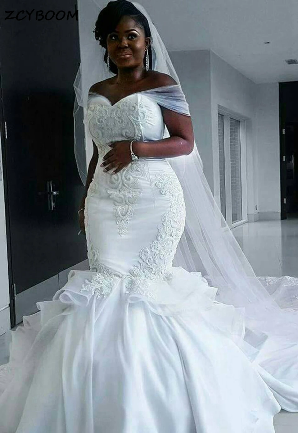 

Customized Mermaid Wedding Dresses 2025 New Elegant Bride Gowns Off The Shoulder Appliques Vestido De Novia Long Wedding Dress
