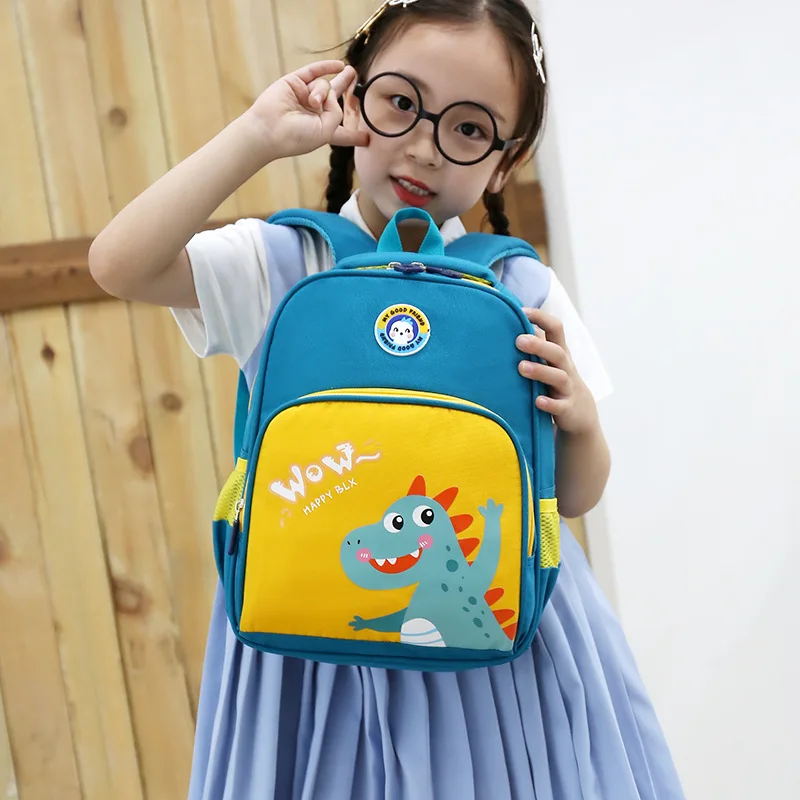 Mochila escolar para niños de 3 a 6 años, morral escolar con estampado de dinosaurio y conejo, impermeable, para guardería