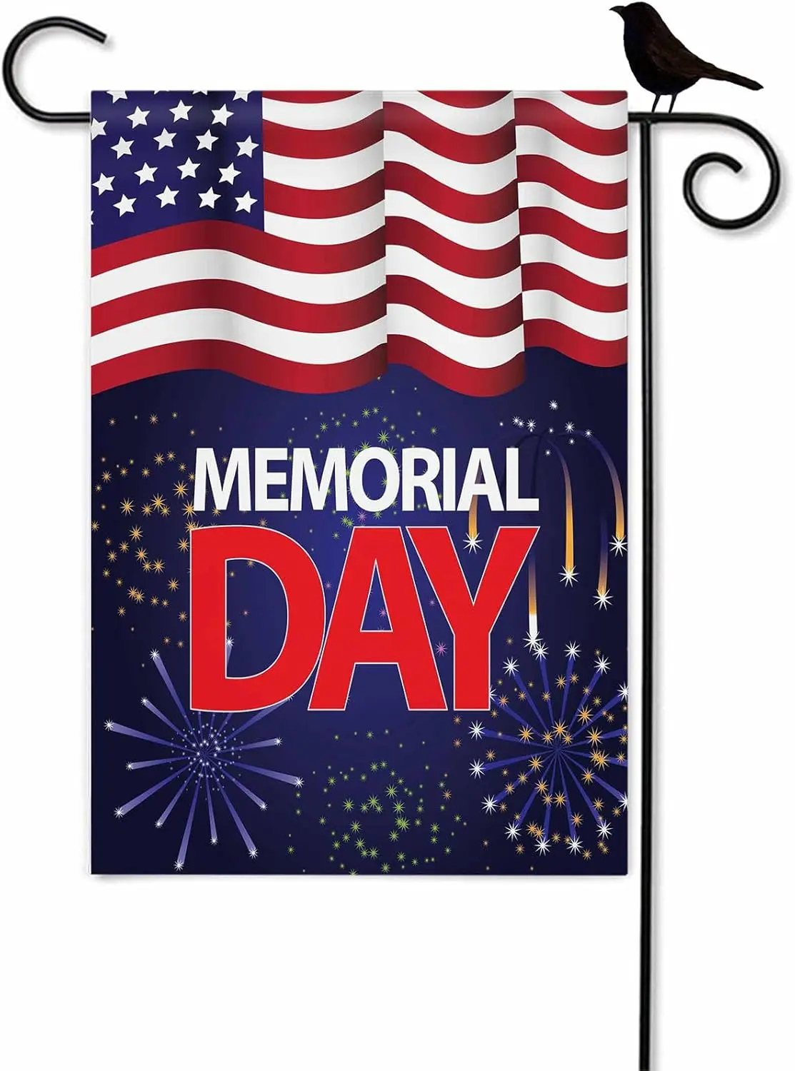 Mugod Memorial Day Garden Flag 12.5 x 18 Inch Double Sided Small Burlap Never Forget In Memory Patriotic Memorial Mourning Flag