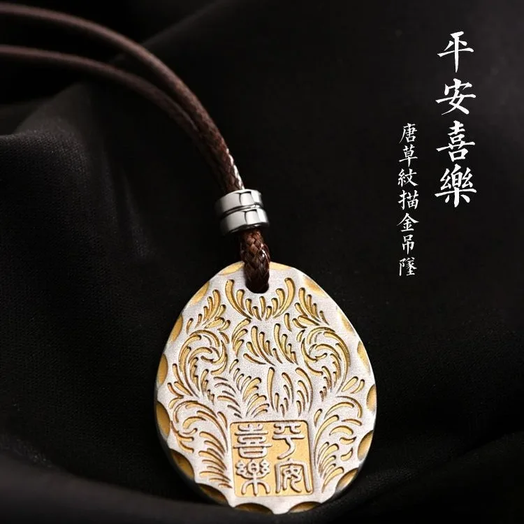 

Chinese Style Amulet Necklace Ping An Xi Le Loong Year This Animal Year Good Lucky Jewelry Accessories Gift