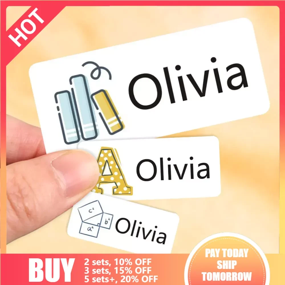 Customize Spain Name Stickers Waterproof Cute Cartoon Pattern Labels Personalized Children Boy Girl School Stationery Sticker